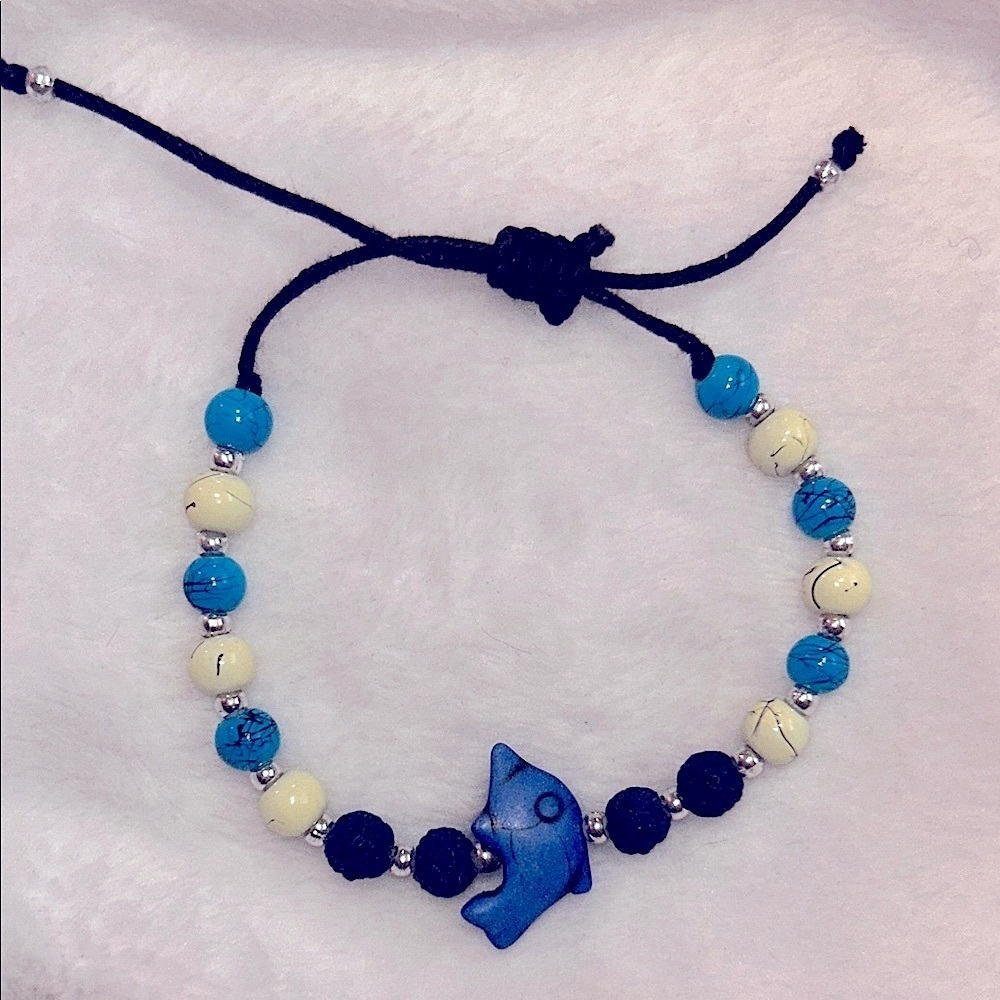 Blue Dolphin Beaded Diffuser Bracelet
